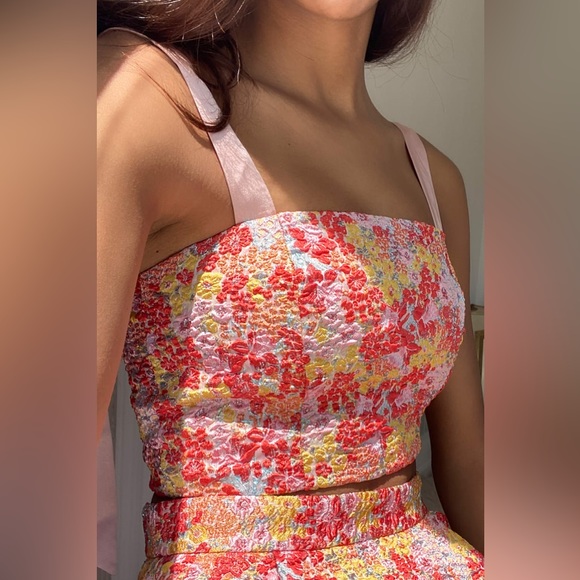 Lulu’s Ellarina Pink Multi Metallic Tie-Strap Two-Piece Midi Dress in Size Small - Picture 11 of 16